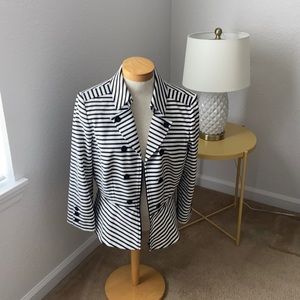 Tahari black white stripe jacket